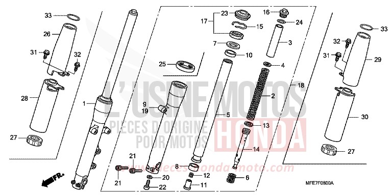 FRONT FORK for Shadow Aero CANDY GLORY RED-U (R101) from 2007